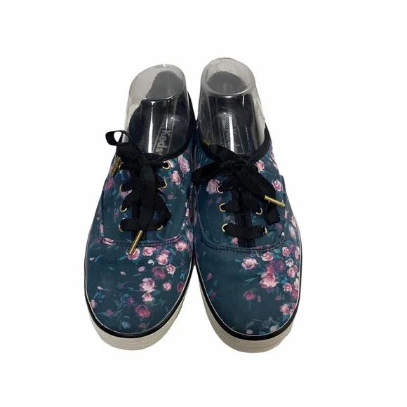 Keds Sneaker Canvas Blue With Pink Roses Floral Size 9.5 - Picture 6 of 6